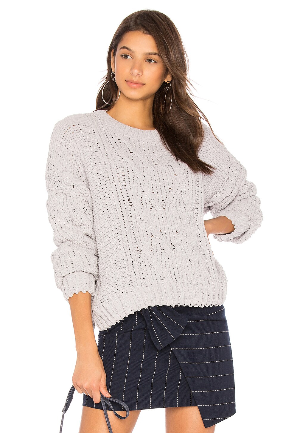Side Slit Cable Front Sweater