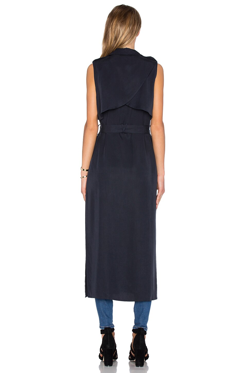 J.O.A. Trench Vest in Navy REVOLVE