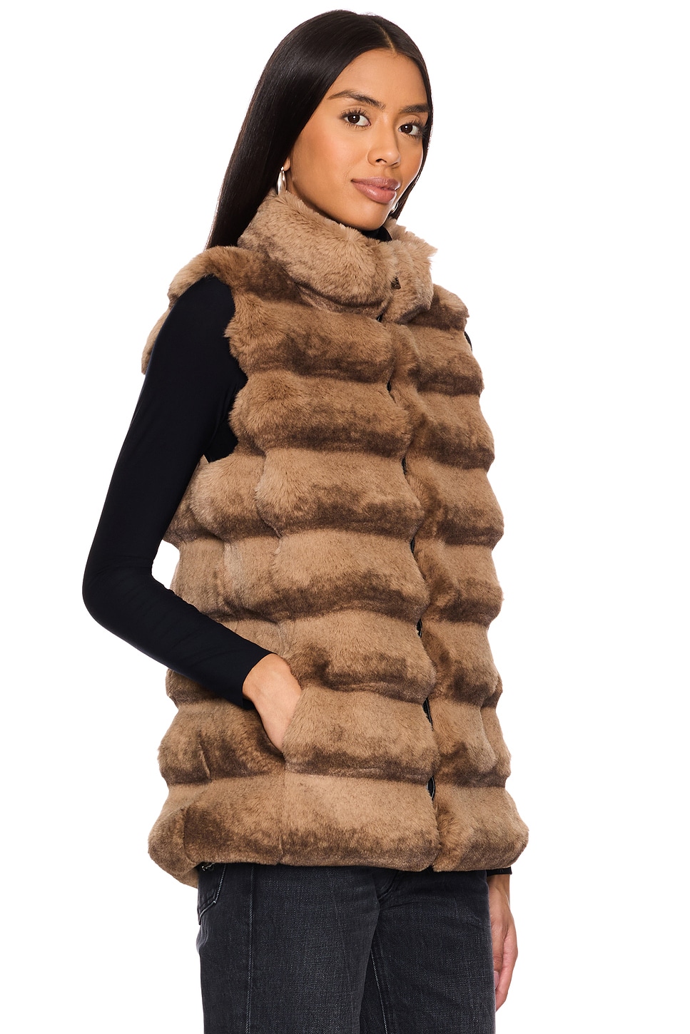 jocelyn Plush Faux Fur Reversible Vest thumbnail