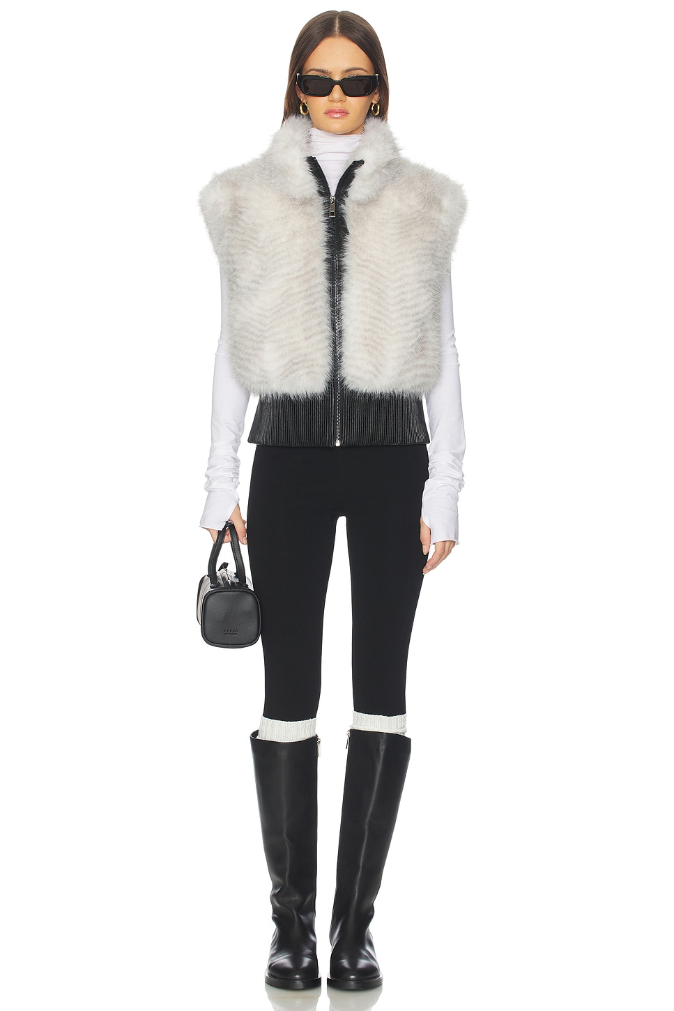 jocelyn Faux Fox Vest in Ivory | REVOLVE