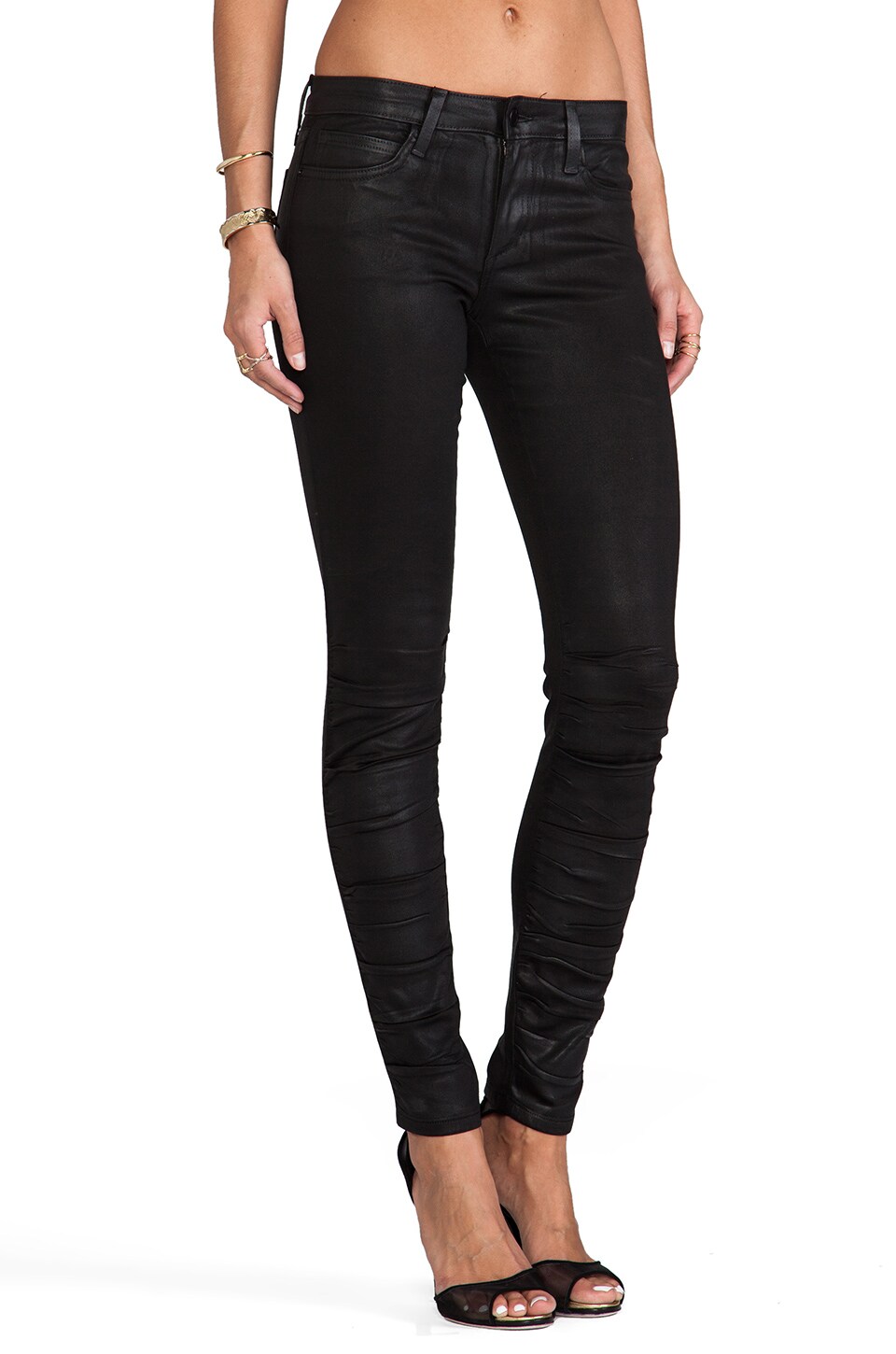 Joe's Jeans Ruched Ankle Skinny in Jet Black
