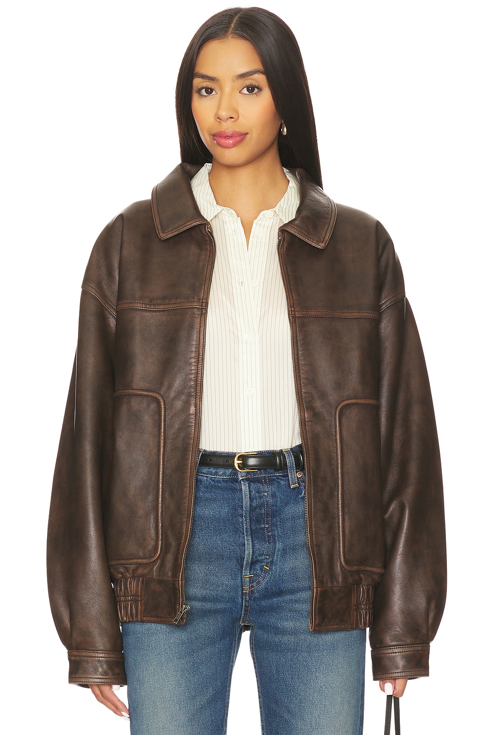 Luca Leather Bomber Jacket - thumbnail 2