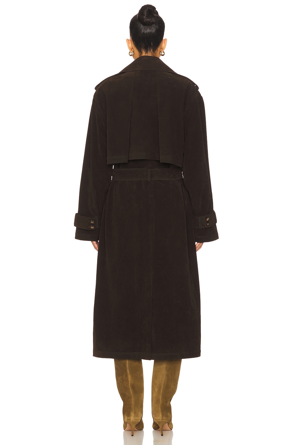 Joe's Jeans Elizabeth Vegan Suede Trench Coat in Dark Chocolate