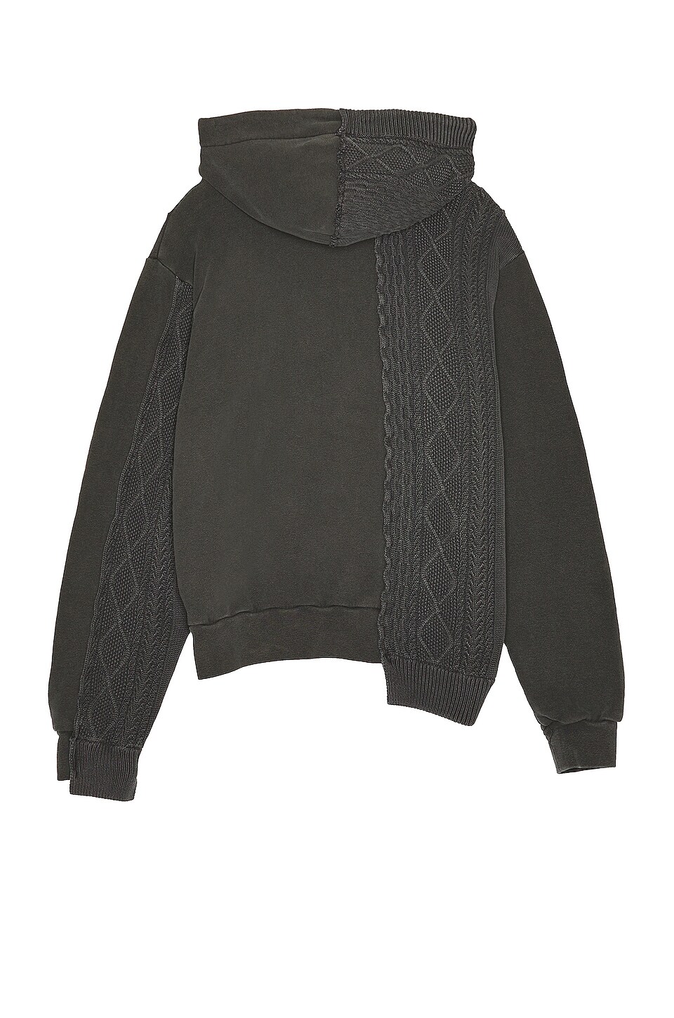 JOHN ELLIOTT Cable Knit Reconstructed Hoodie in Washed Black
