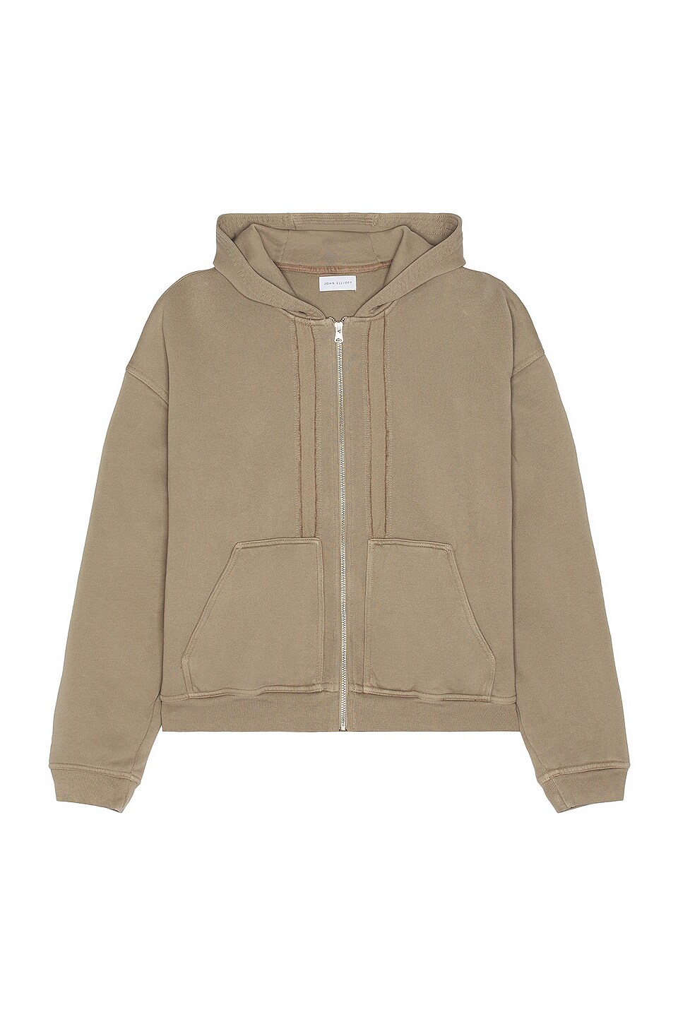 JOHN ELLIOTT Frame Full Zip Hoodie in Bark