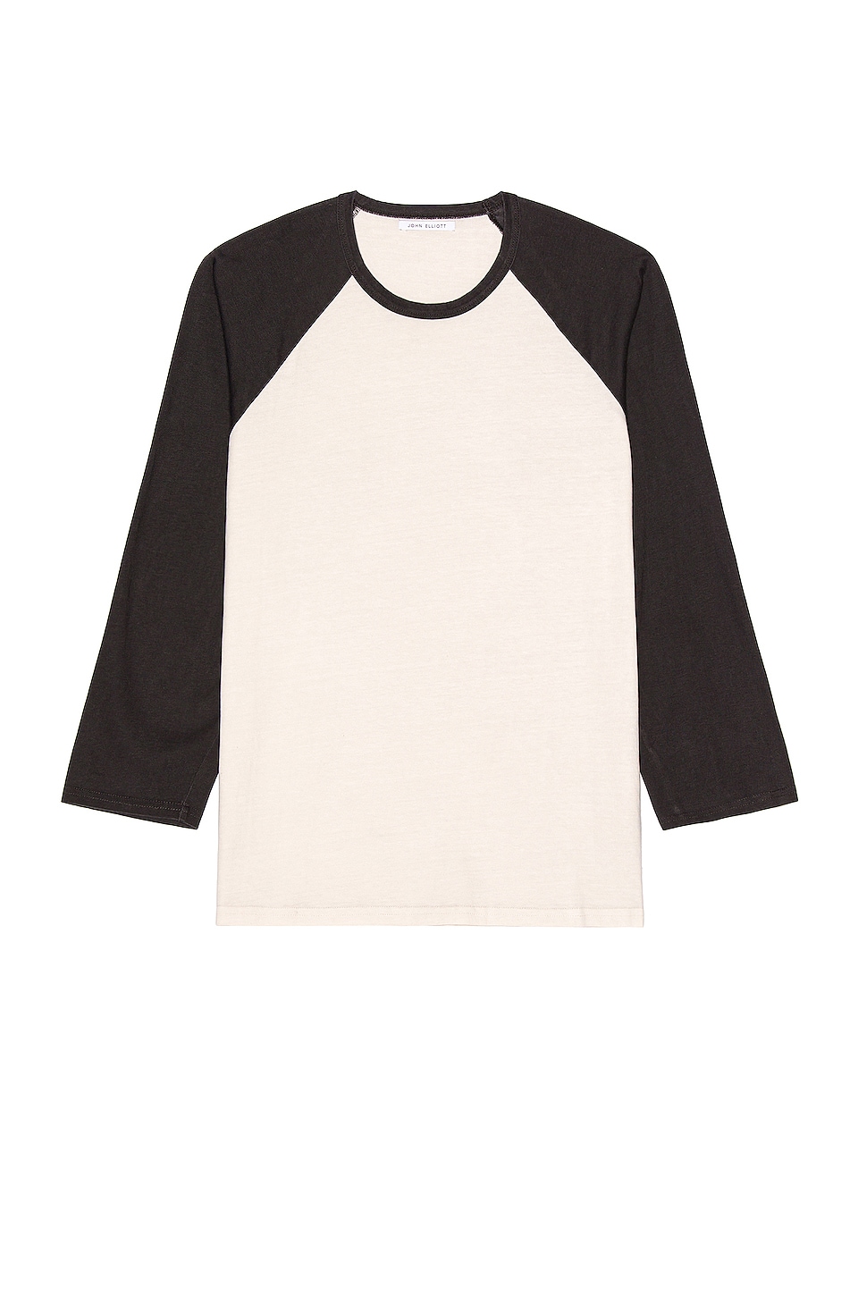 JOHN ELLIOTT Washed Baseball Tee in Black & Ivory