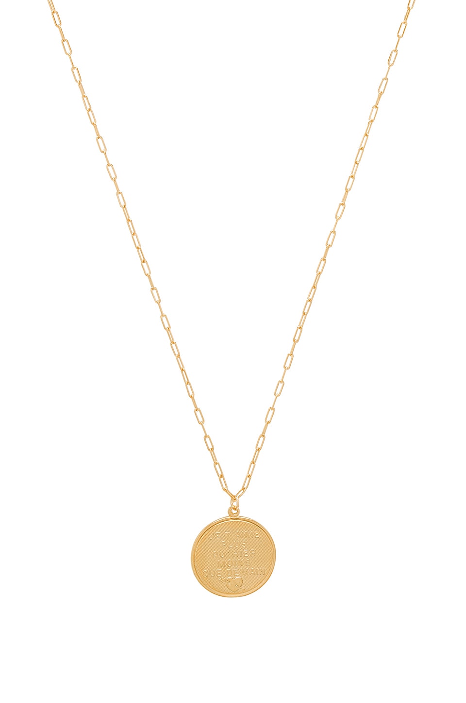 Joolz By Martha Calvo French Quote Disc Necklace In Gold Revolve