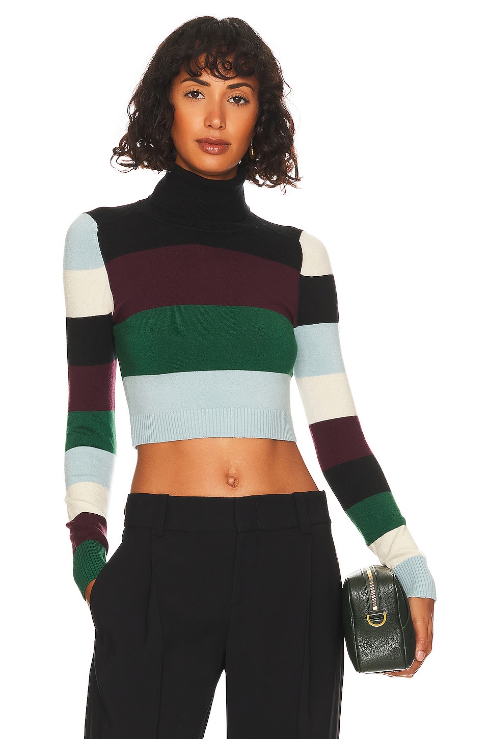 JoosTricot Long Sleeve Crop Turtleneck in Black Color Block REVOLVE