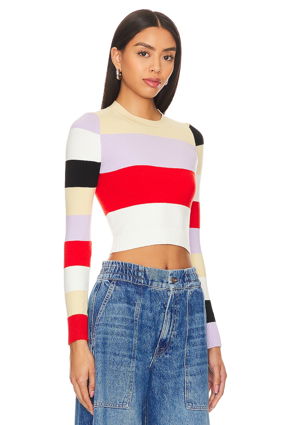 JoosTricot Color Block Intarsia Crop Top