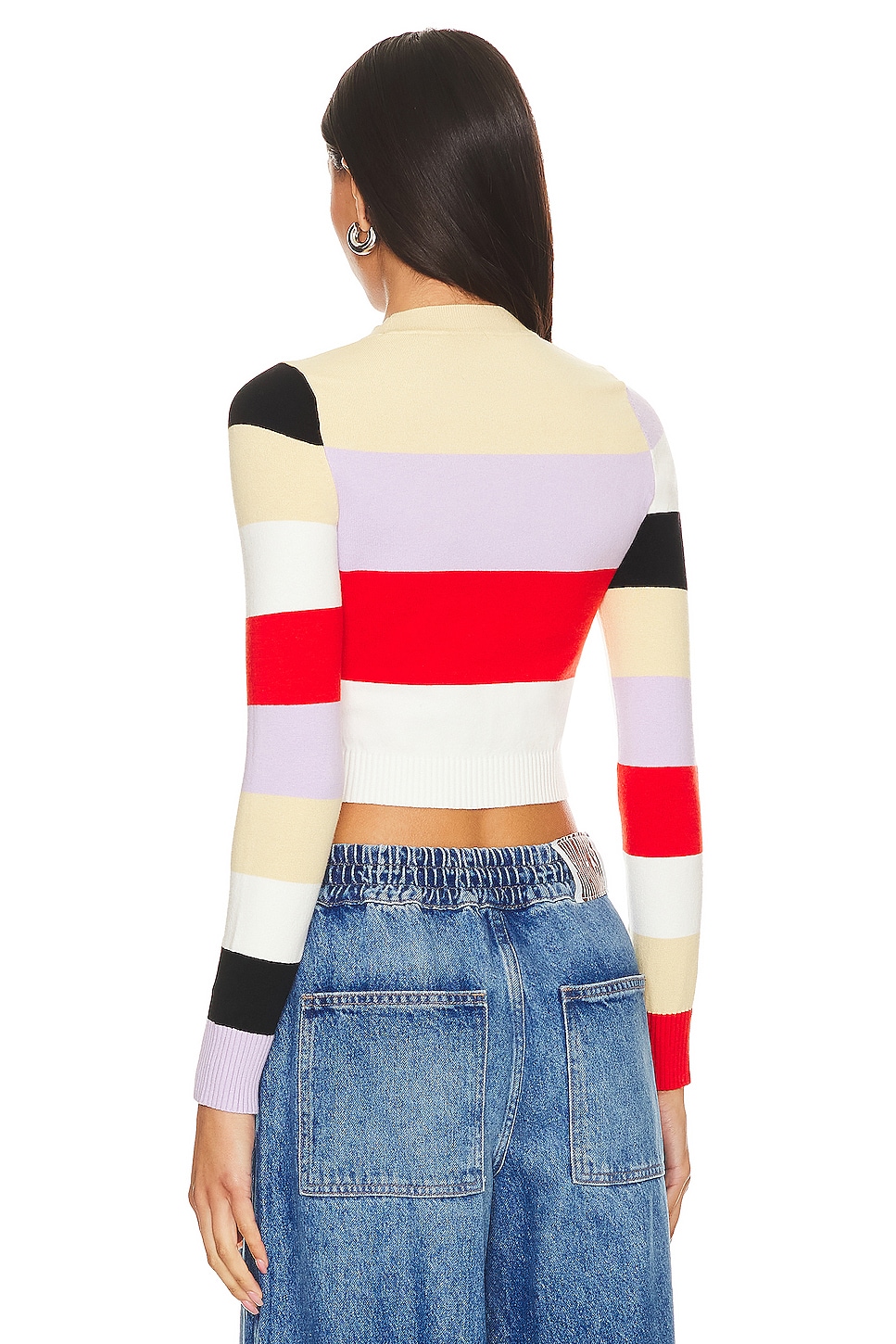 JoosTricot Color Block Intarsia Crop Top
