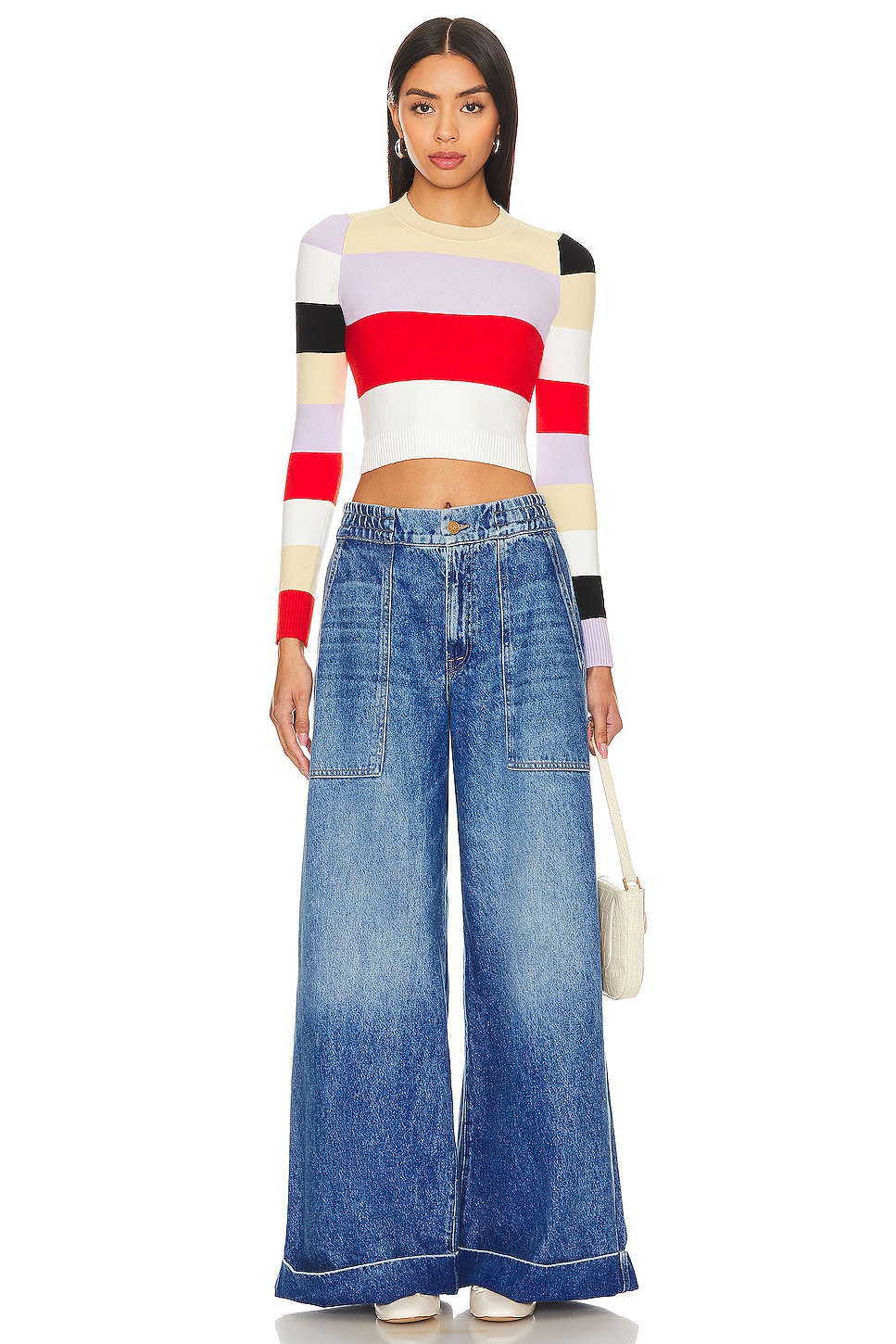 JoosTricot Color Block Intarsia Crop Top