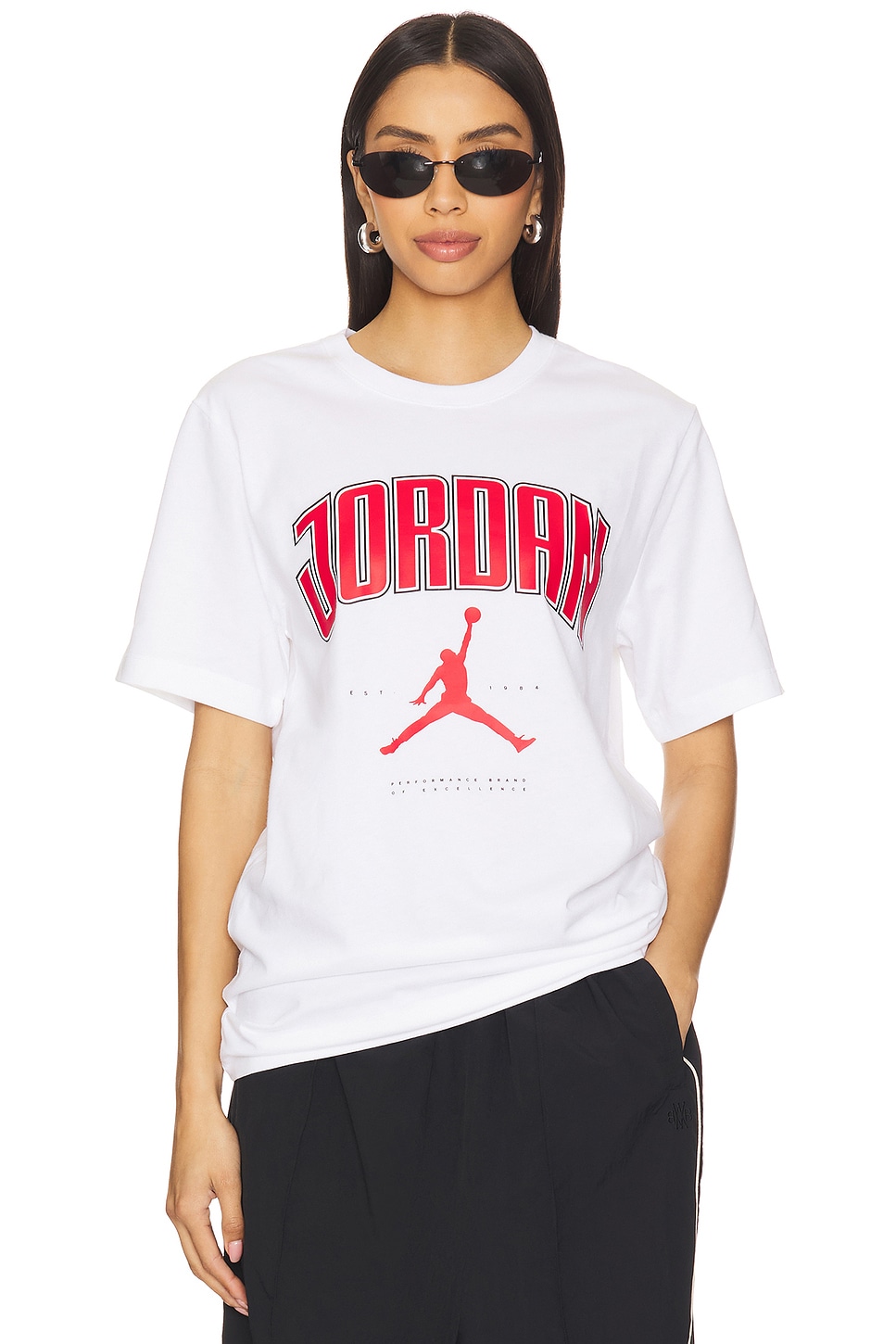Jordan J City 88 Short Sleeve Tee in White & Gym Red | REVOLVE