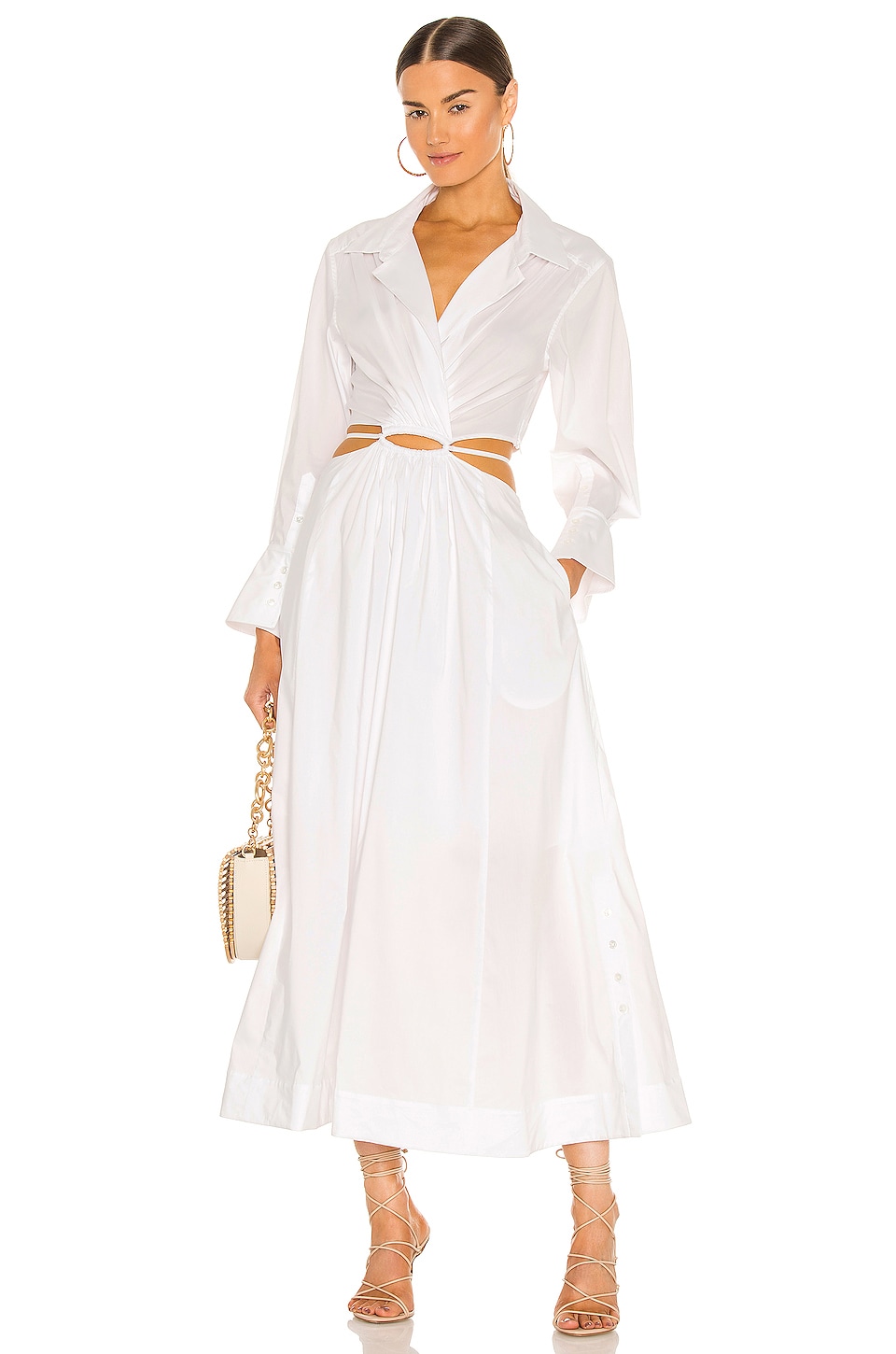 Image 1 of Alex Pleated Cut Out Dress in White