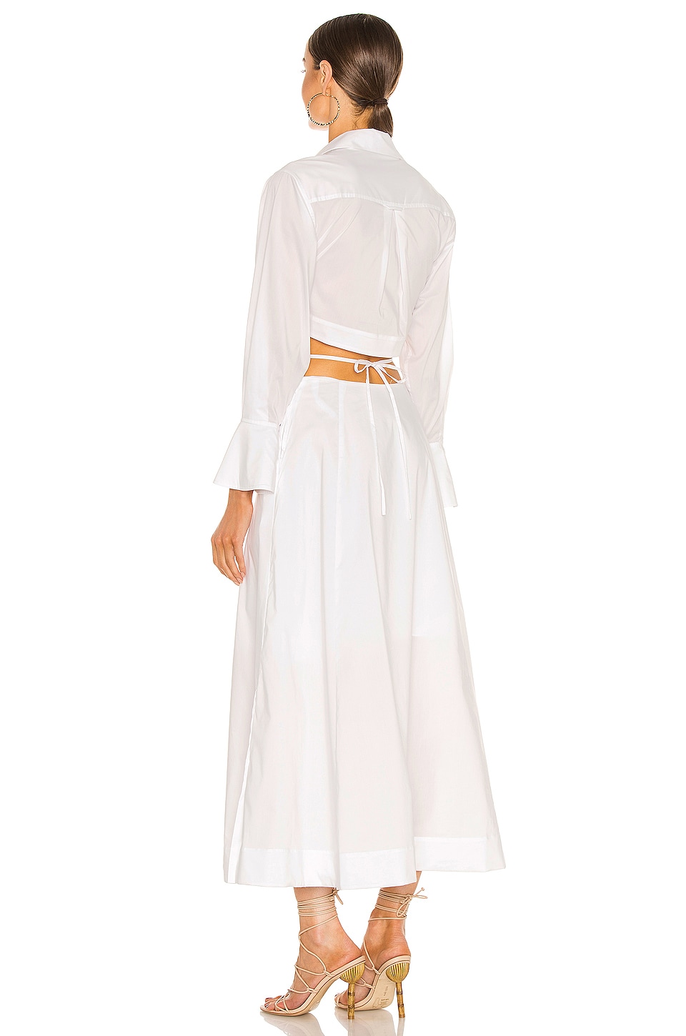 white cut out shirt dress Short Sleeve Cinched Waist Asymmetric Lace Hem T-Shirt Dress In White