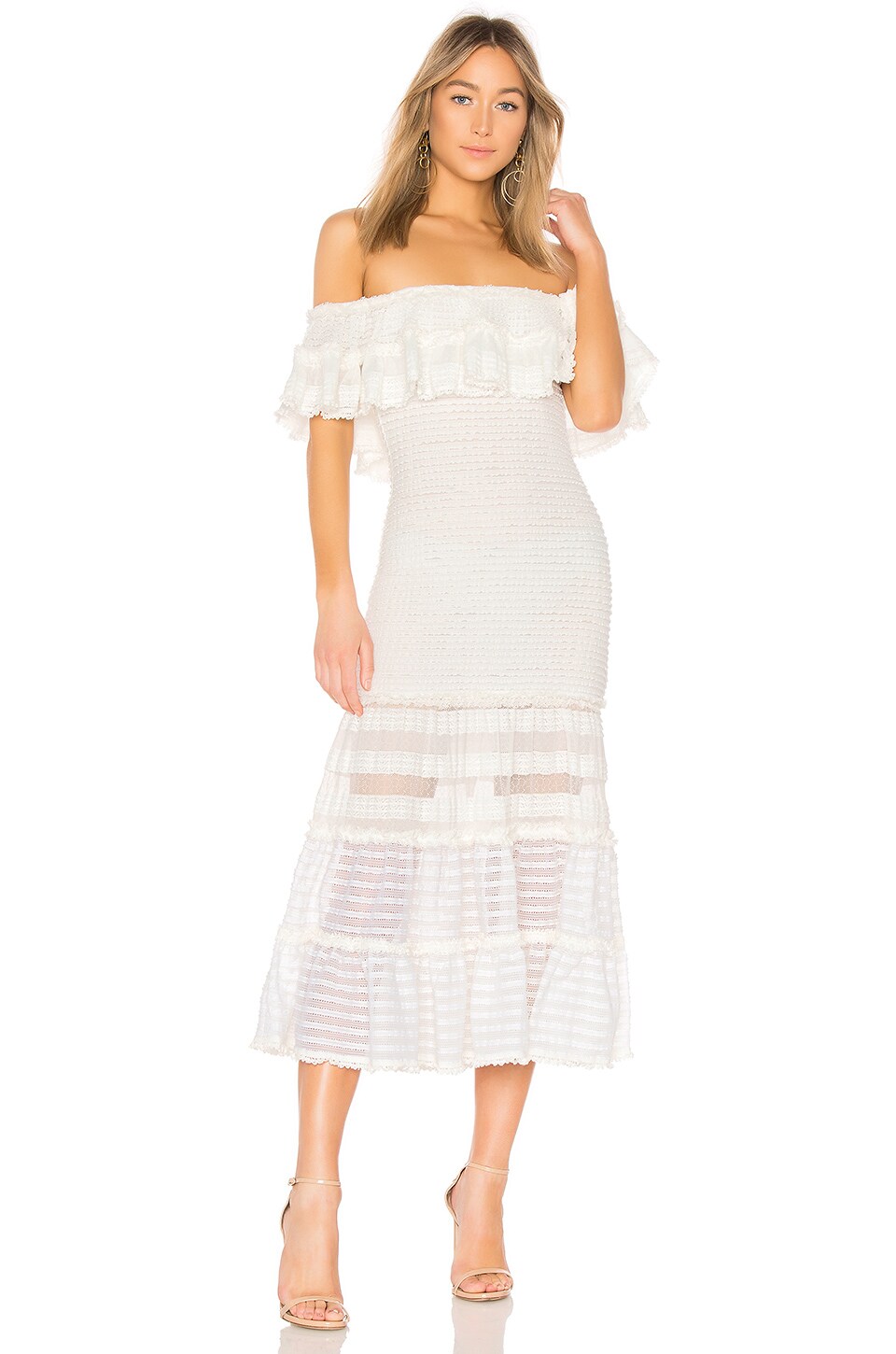 SIMKHAI Off Shoulder Dress in Ivory | REVOLVE