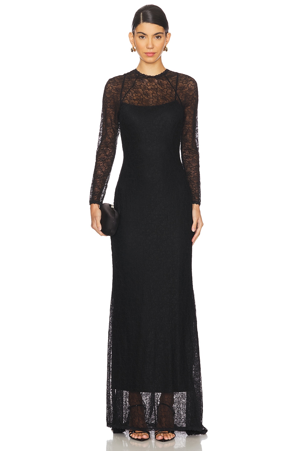 SIMKHAI Stacy Longsleeve Gown in Black | REVOLVE