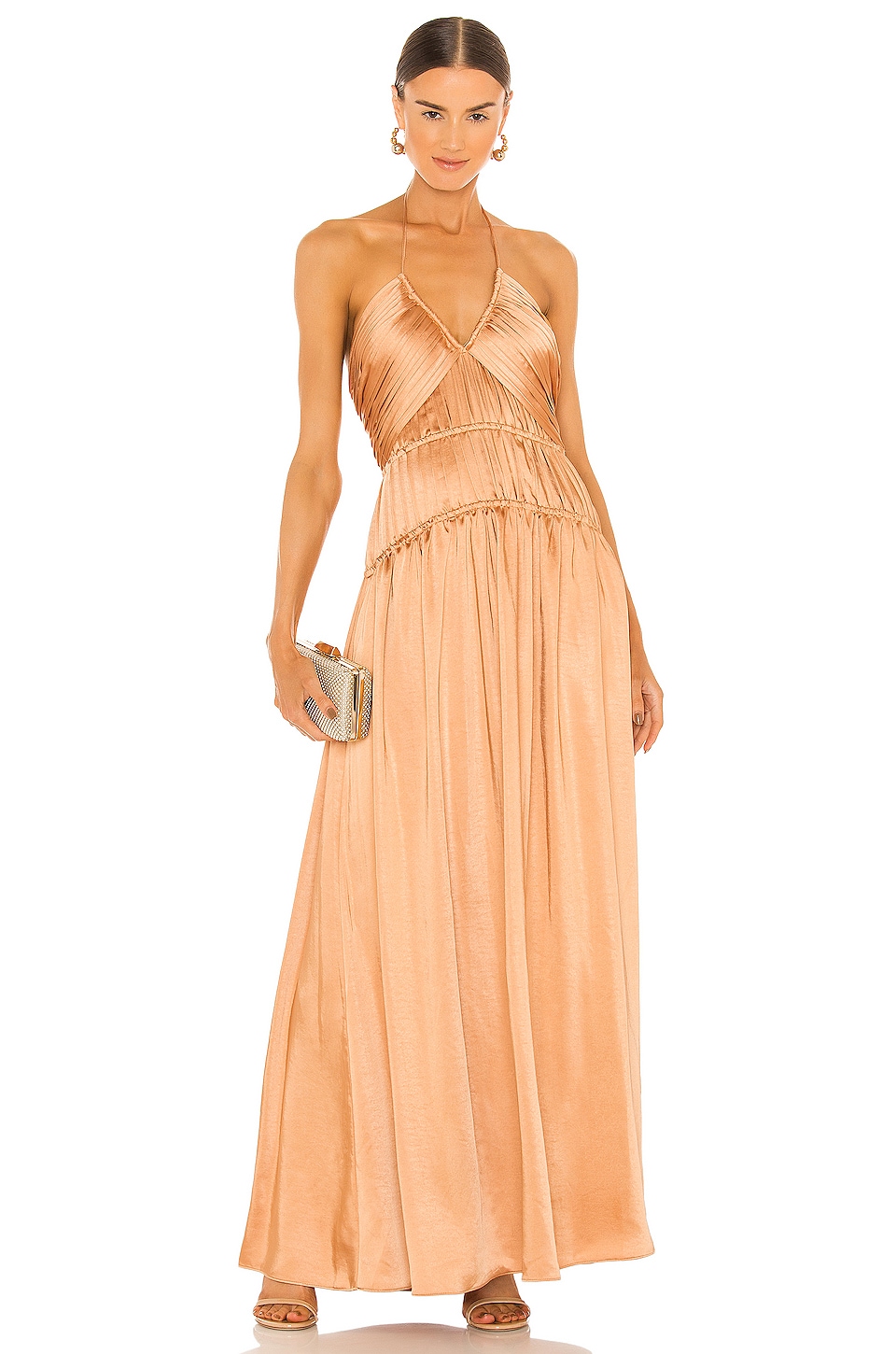 SIMKHAI Clementine Leisure Dressing Halter Dress in Butterscotch REVOLVE