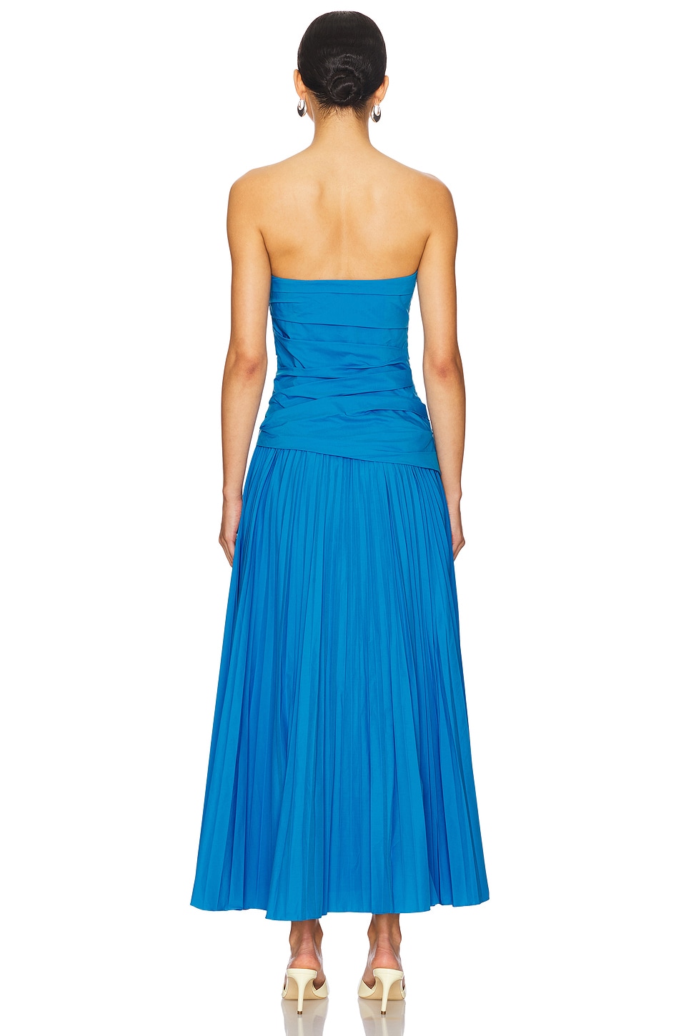 white christmas dresses Simkhai Women's Arie Strapless Taffeta Bustier Midi Dress in Cobalt Blue, Size 6 main image 0