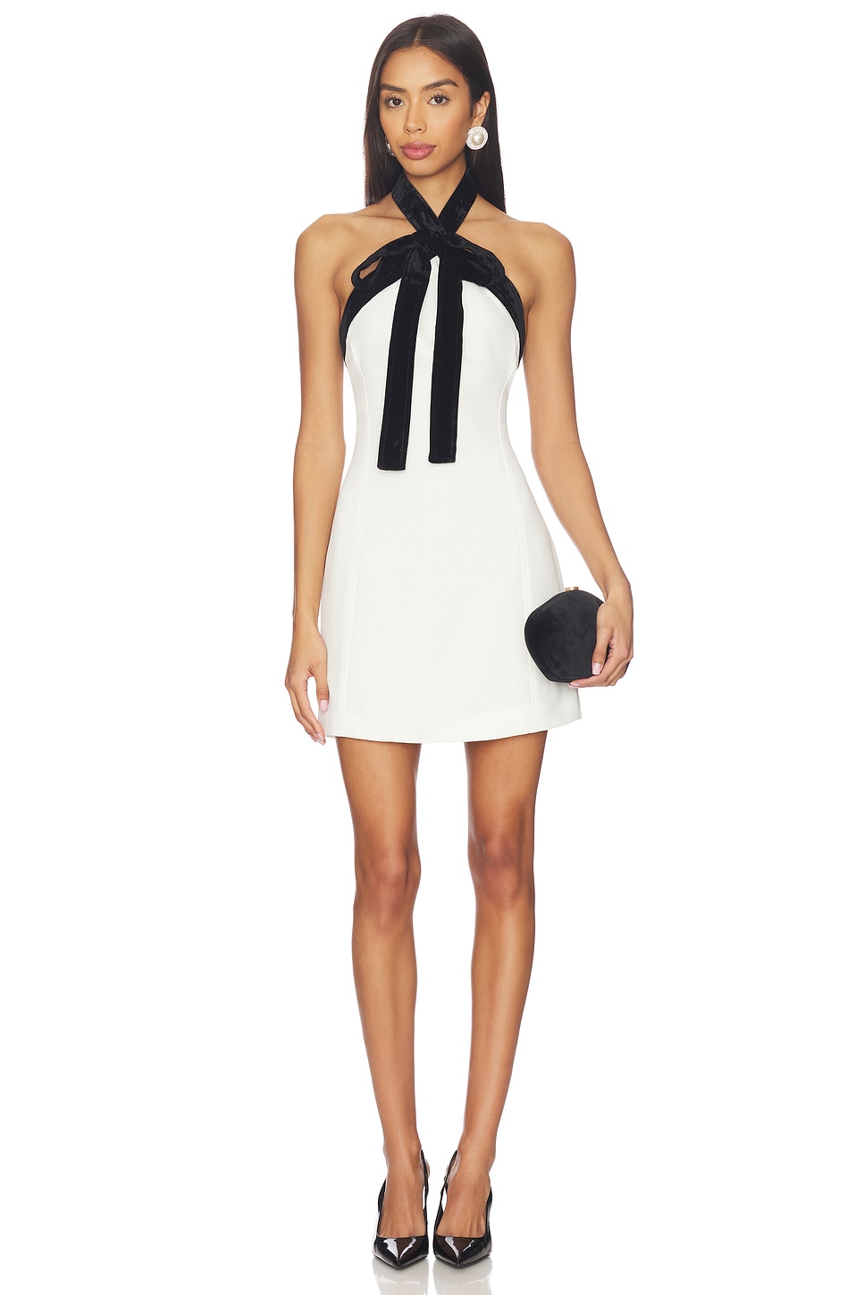 Simkhai Women's Jolie Velvet Tie Mini Dress in Ivory/Multi, Size 4