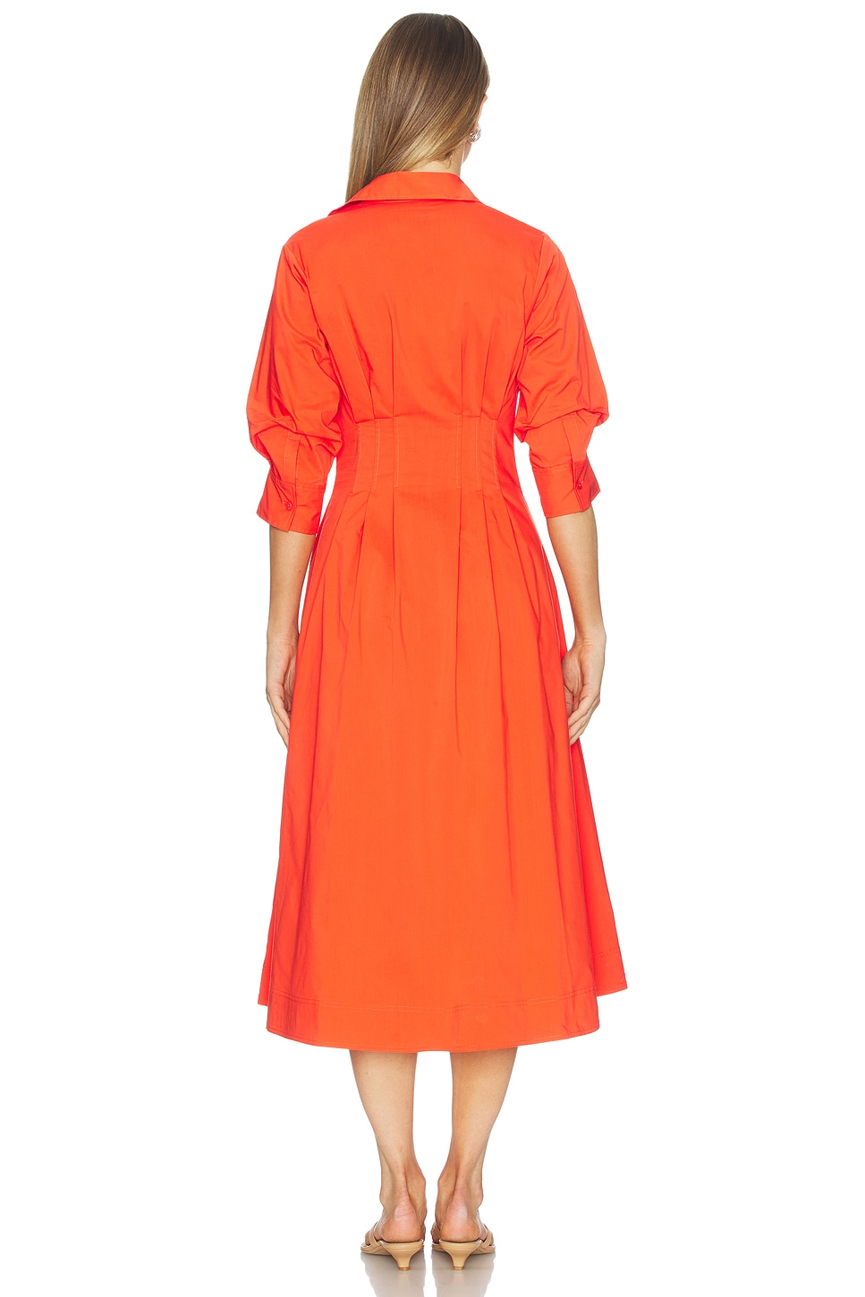SIMKHAI Jazz Pintuck Midi Dress in Lobster | REVOLVE
