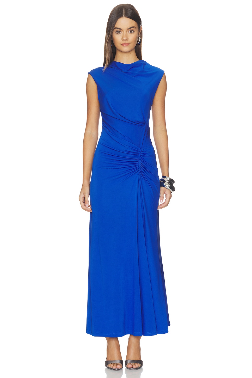 royal blue jersey dress Royal Blue Keyhole Halter Neck Lace Mermaid Jersey Long Prom Dress
