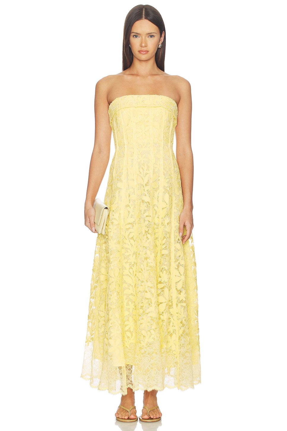jonathan simkhai yellow lace dress Imogen Cotton Lace Bustier Midi Dress