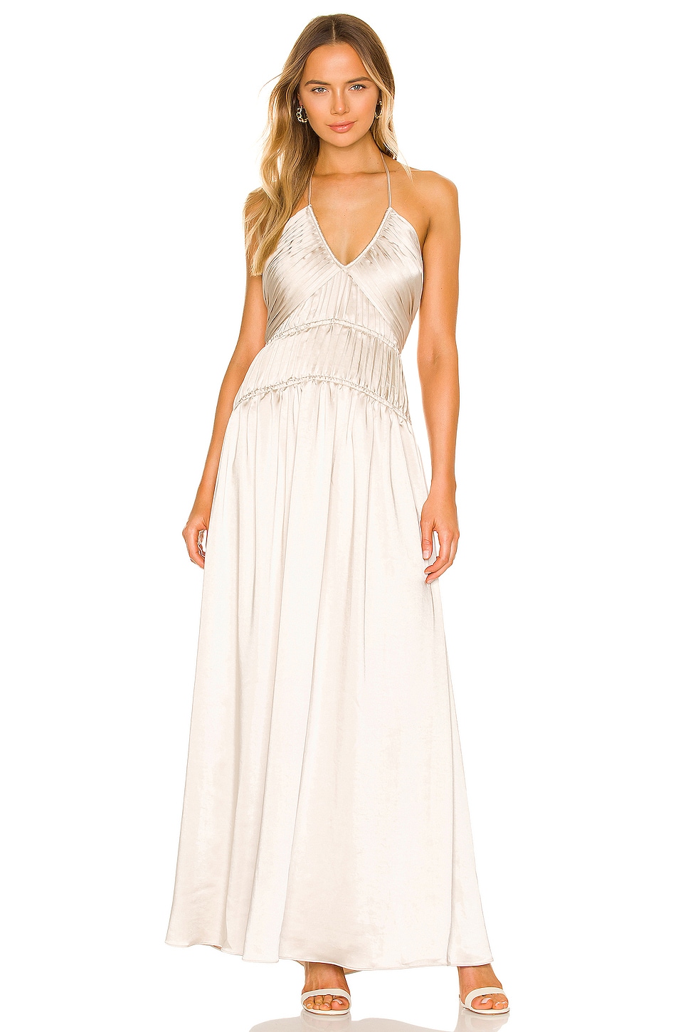 SIMKHAI Clementine Leisure Dressing Halter Dress in Stone REVOLVE