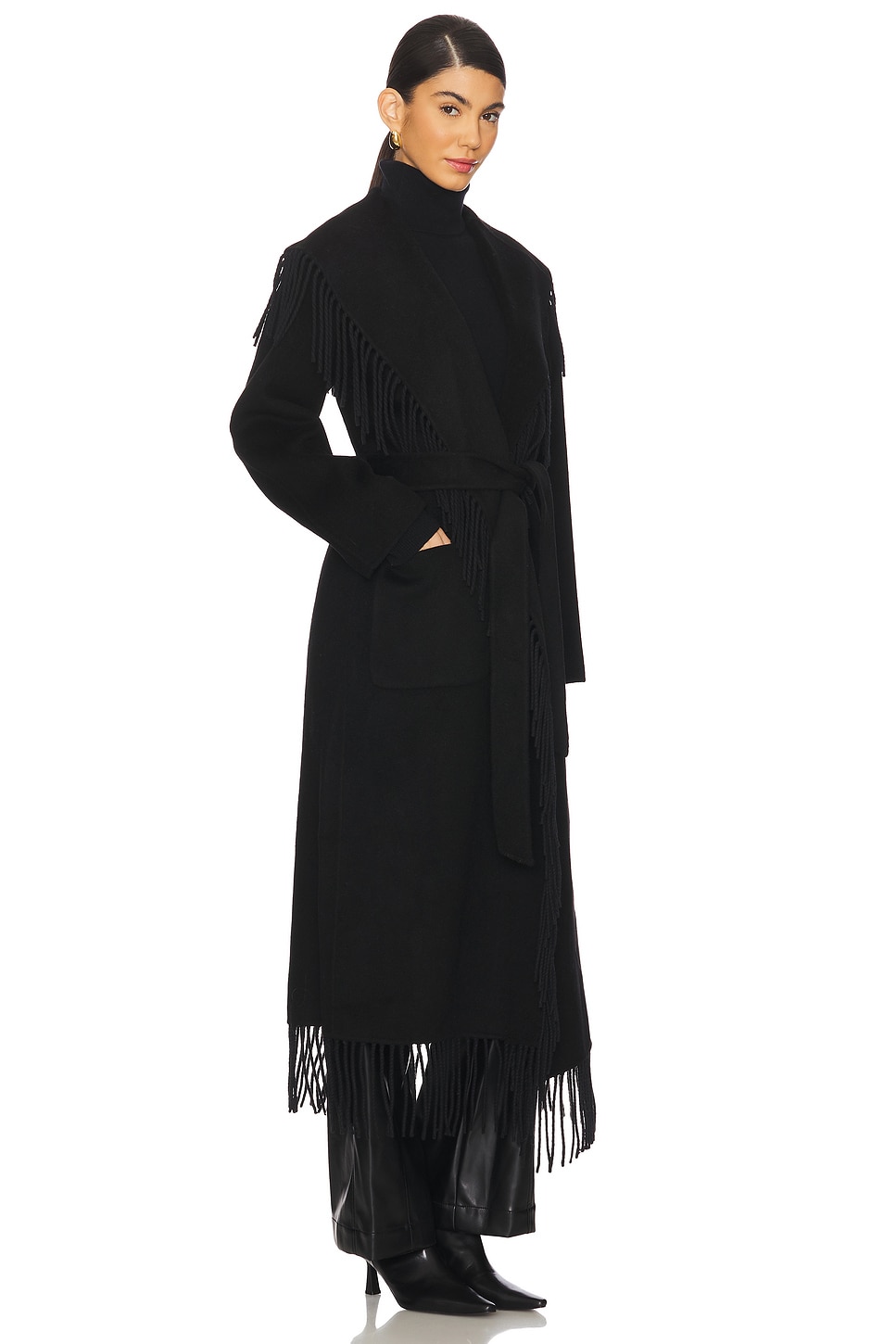 SIMKHAI Carrie Fringe Robe Coat thumbnail