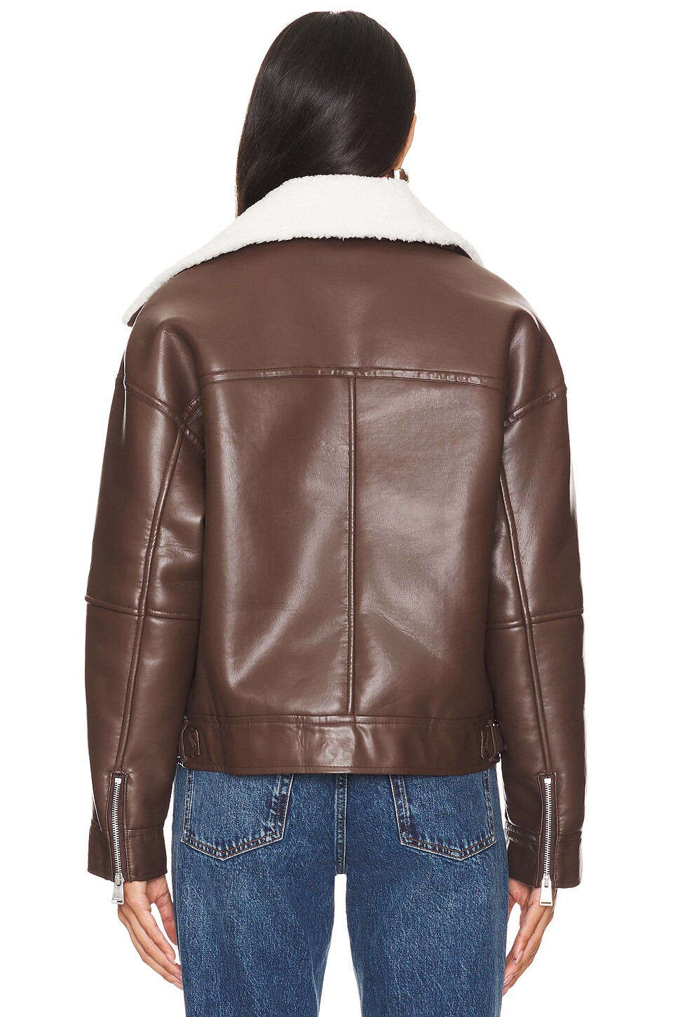 SIMKHAI Nyx Faux Leather Sherpa Moto Jacket thumbnail