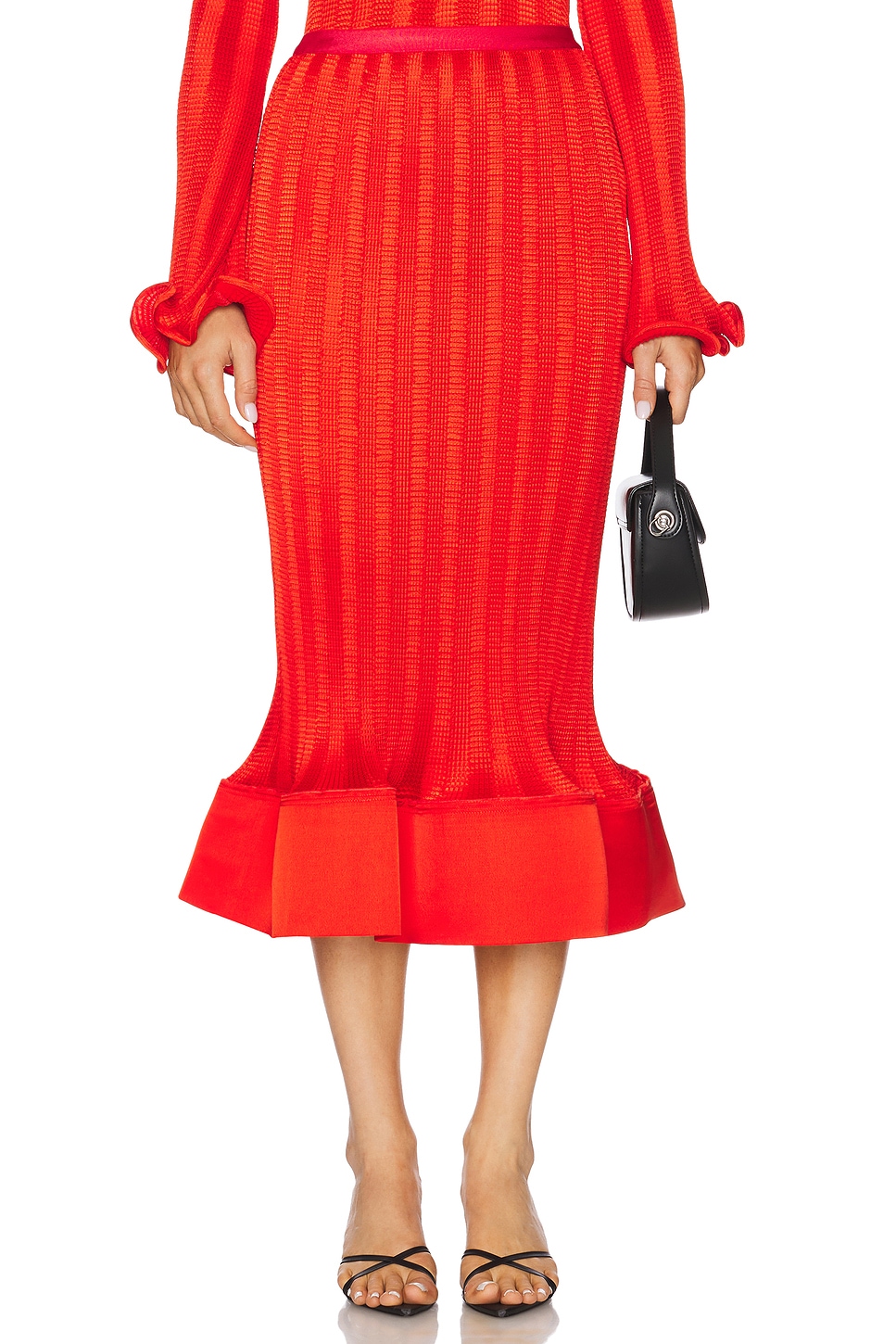 SIMKHAI Hollis Midi Skirt in Fiery Red | REVOLVE