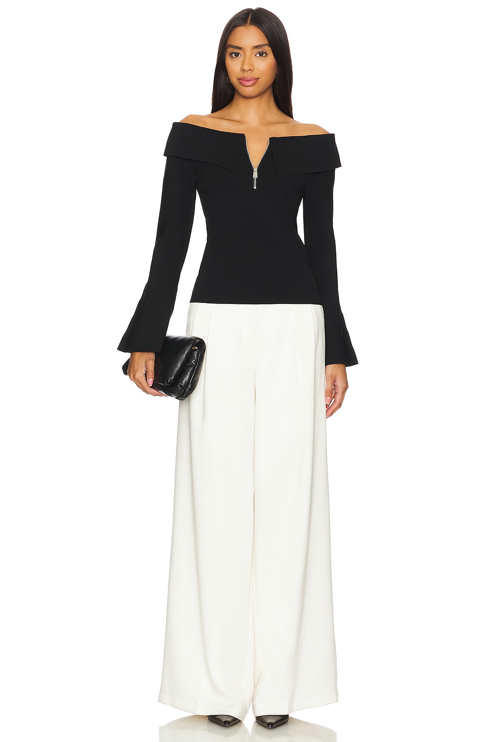 SIMKHAI Rebecka Off Shoulder Top in Black | REVOLVE