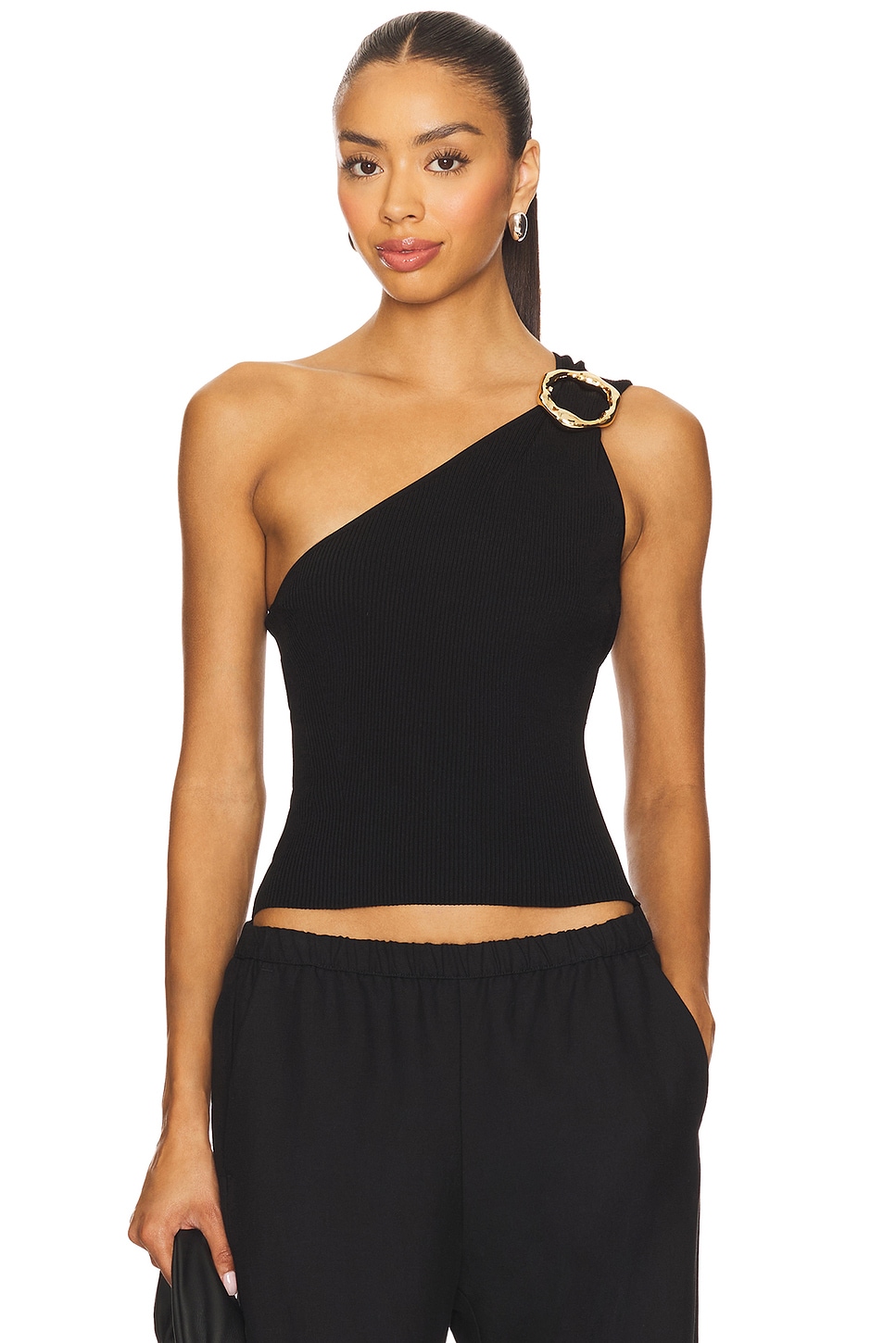 SIMKHAI Fenix One Shoulder Top in Black | REVOLVE