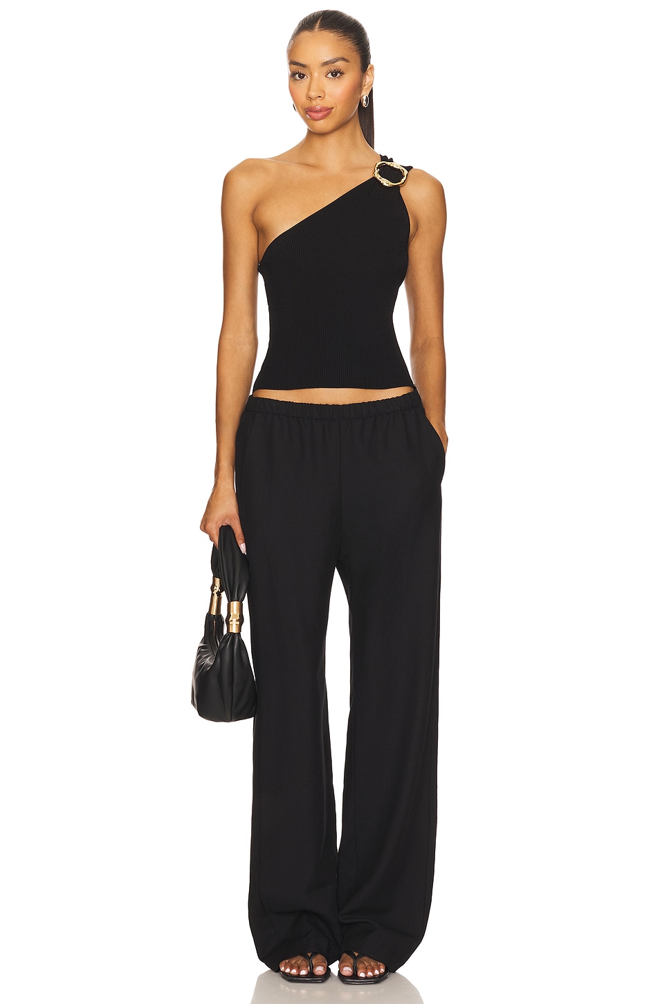 SIMKHAI Fenix One Shoulder Top in Black | REVOLVE