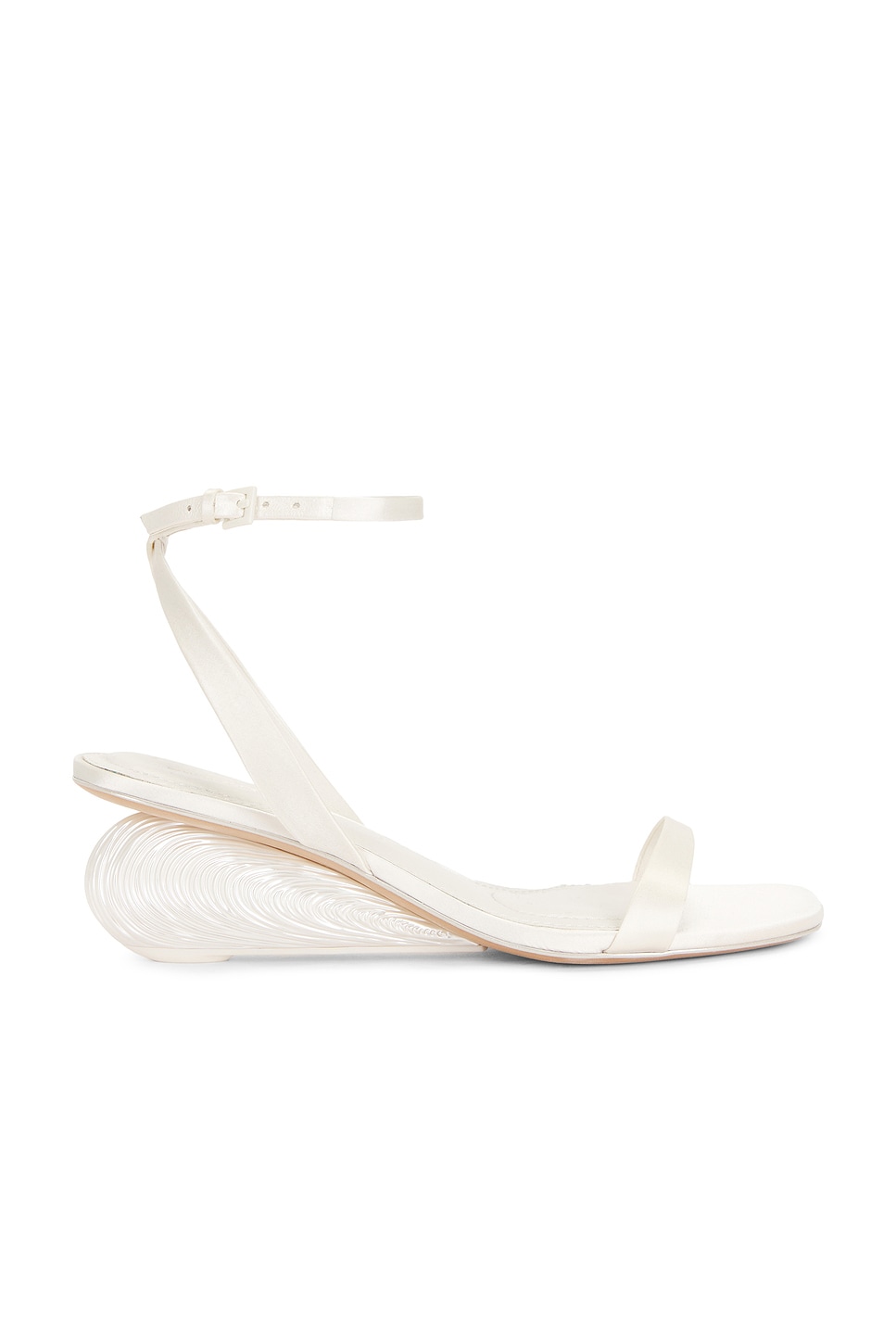 Bridget Satin Oyster Shell Wedge Sandal