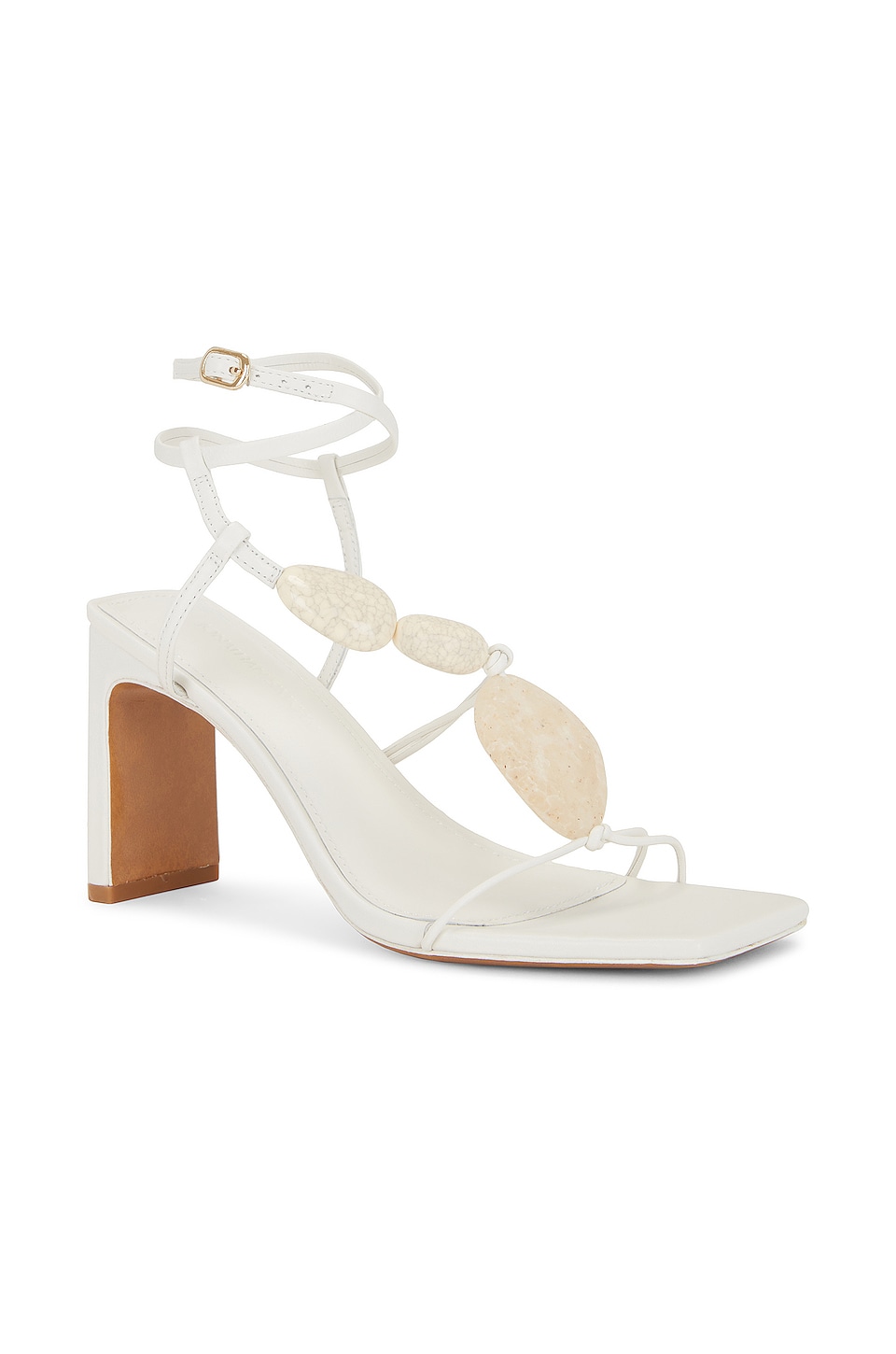 SIMKHAI Theresa Strappy Square Toe Heel Sandals in Bone