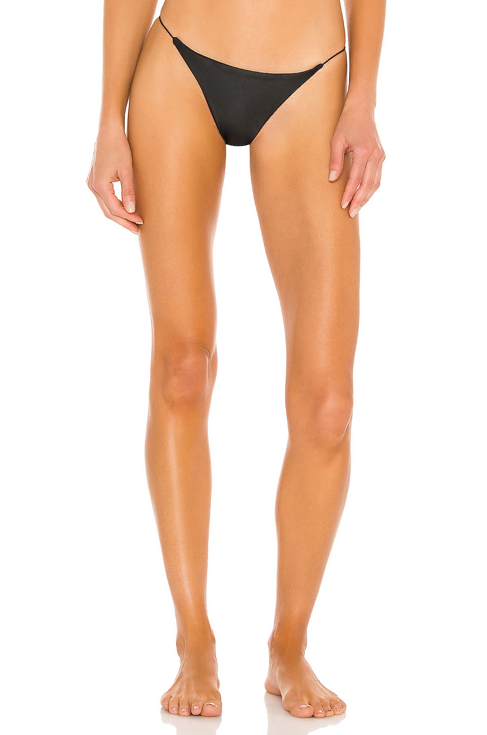 JADE SWIM Micro Bare Minimum Bikini Bottom Black Leather
