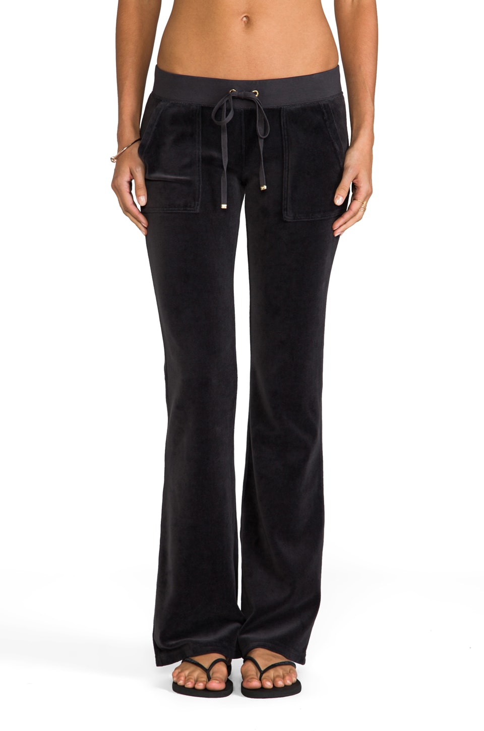 Juicy Couture Velour Bootcut Pant with Snap Pockets in Top Hat | REVOLVE