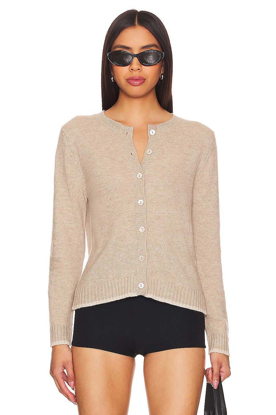 Jumper 1234 Button Down Boxy Crew Neck Cardigan Khaki