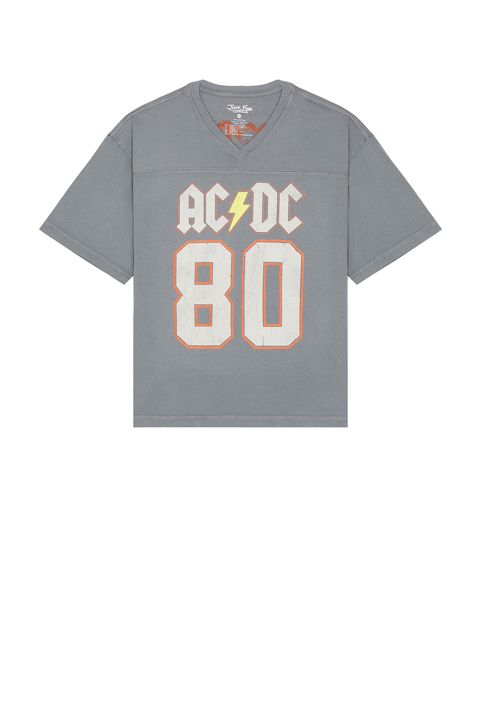 Junk Food ACDC Back In Black Tour V-Neck Yoke Tee in Deep Indigo