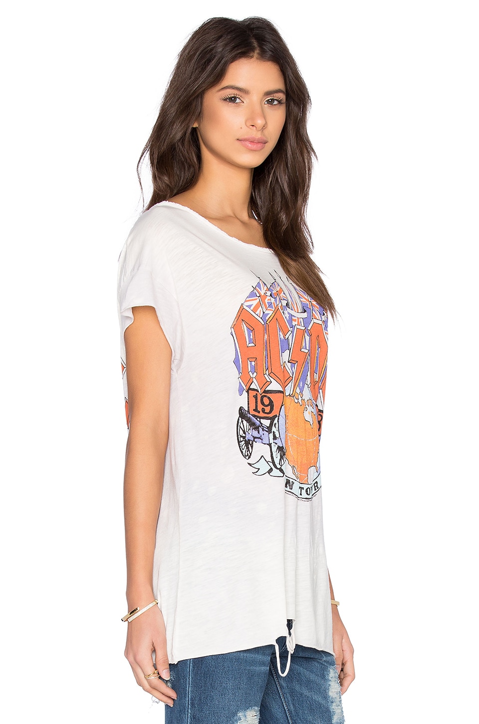 Junk Food AC DC Tee in Ivory