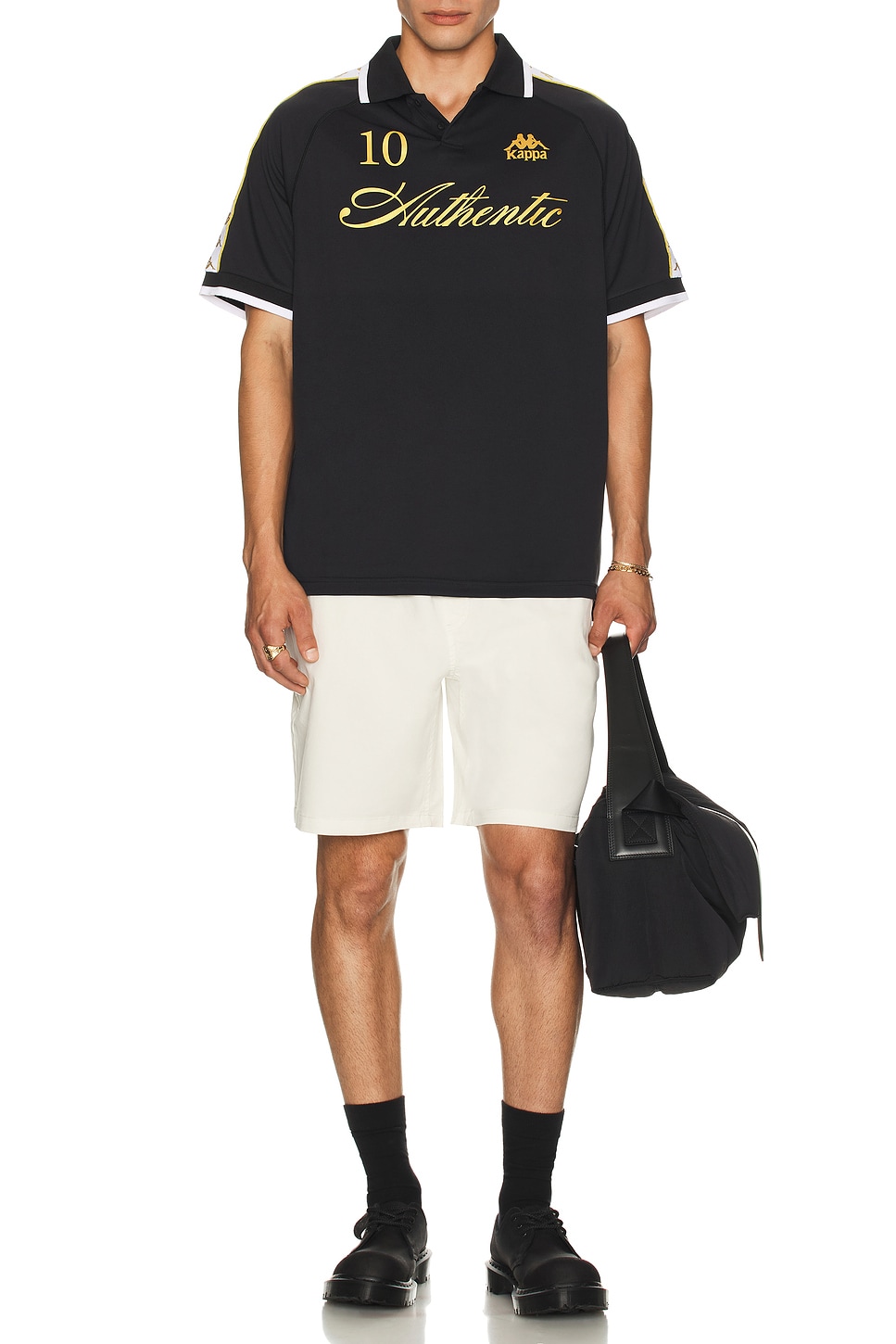 Kappa 222 Banda Notilox Soccer Polo in Black & Rich Yellow