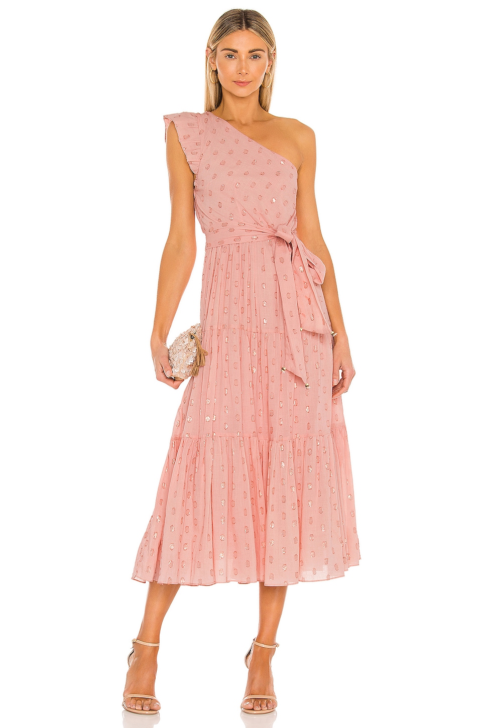 Karina Grimaldi Pauline Dot Dress in Blush