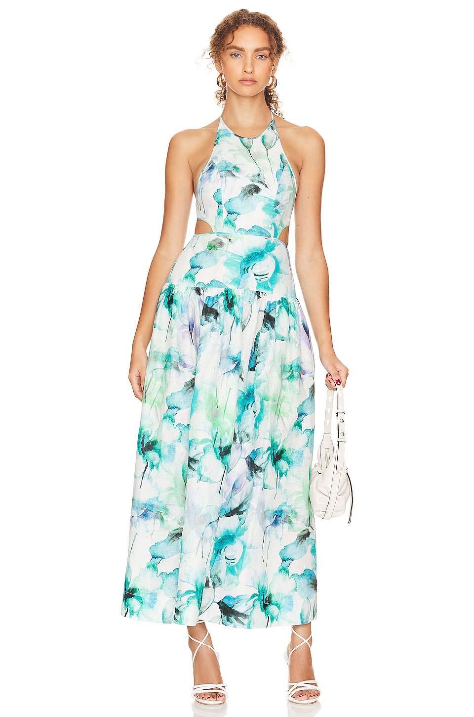 SIMKHAI Cosima Printed Dress in Amalfi Blue