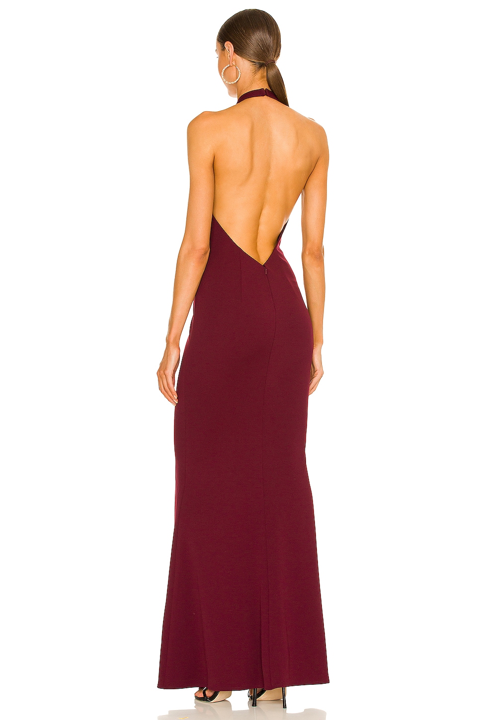 Katie May Surreal Long Formal Gown LARGE in Sangria Wine Cowl store Neck $375