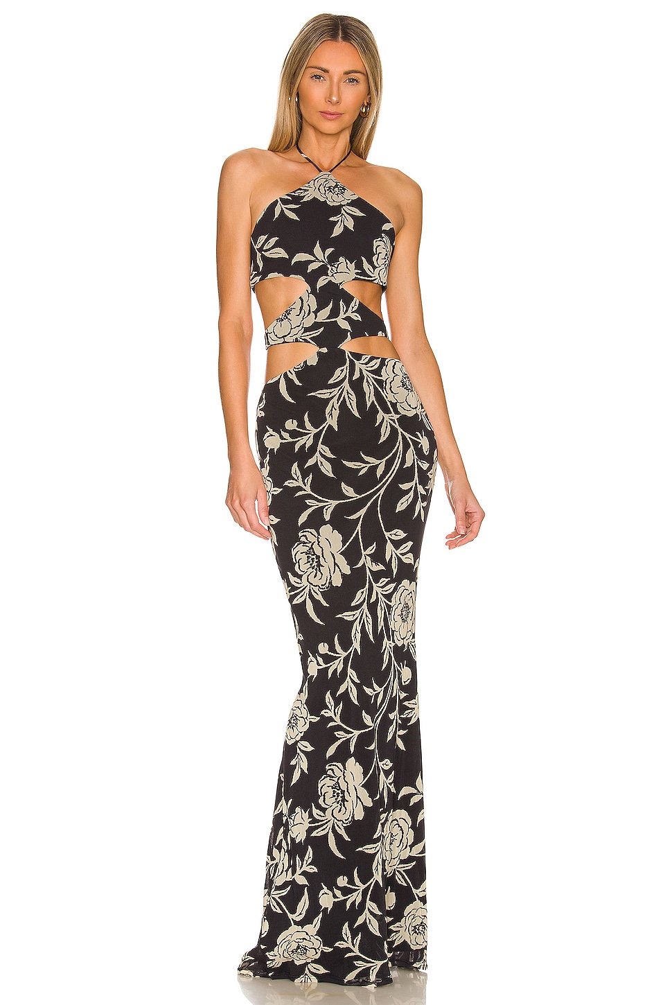 Katie May Sloane Gown in Black Floral