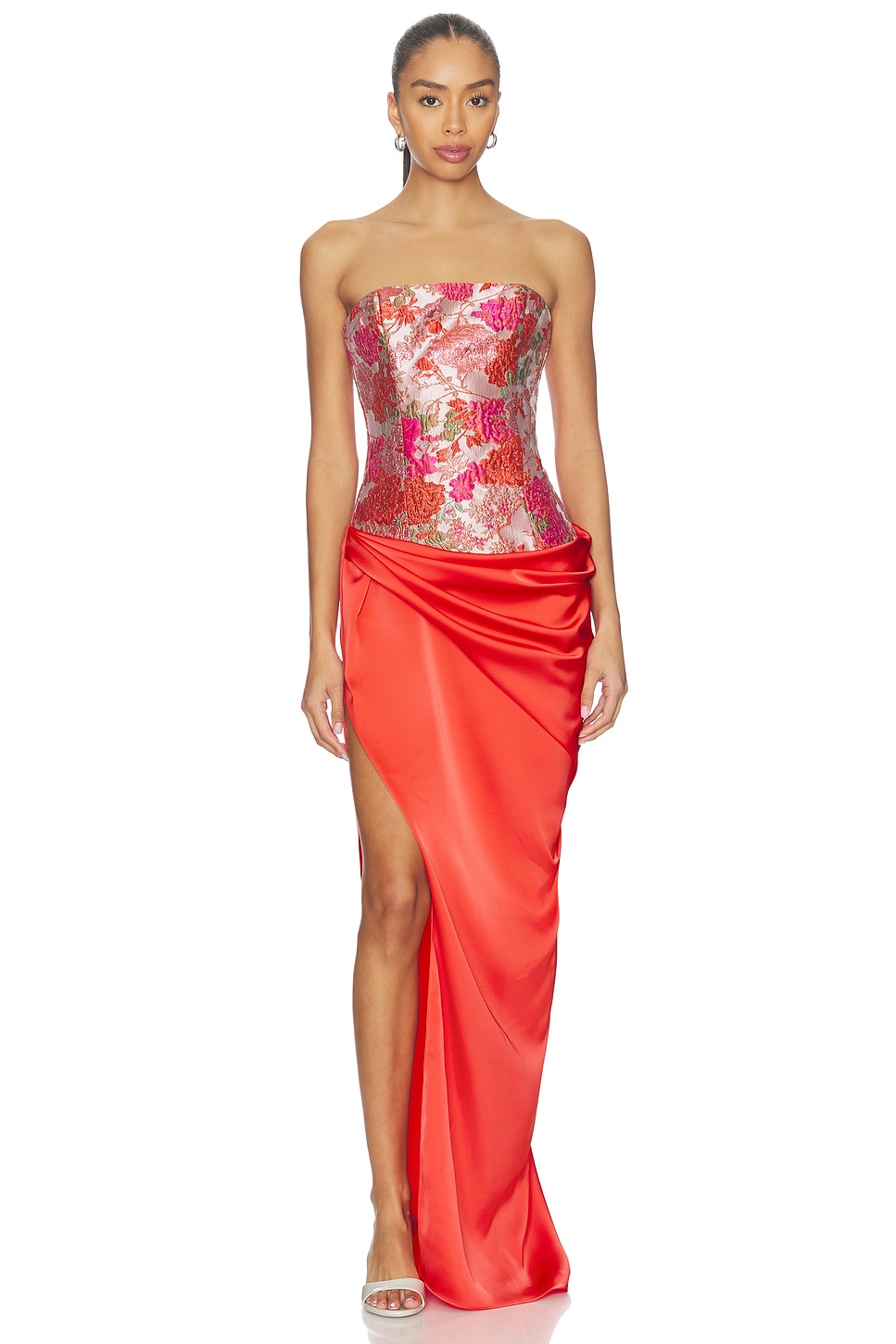 Katie May Aria Gown in Crimson Bloom | REVOLVE