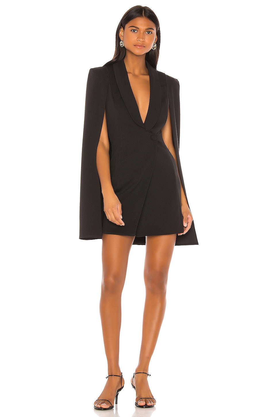 Katie May Boss Lady Mini Cape Dress in Black | REVOLVE