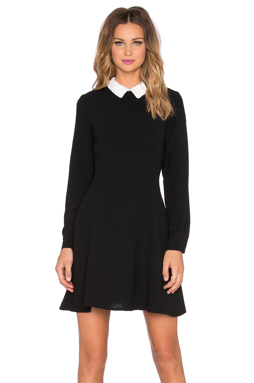 kate spade new york Sequin Collar Crepe Dress in Black | REVOLVE