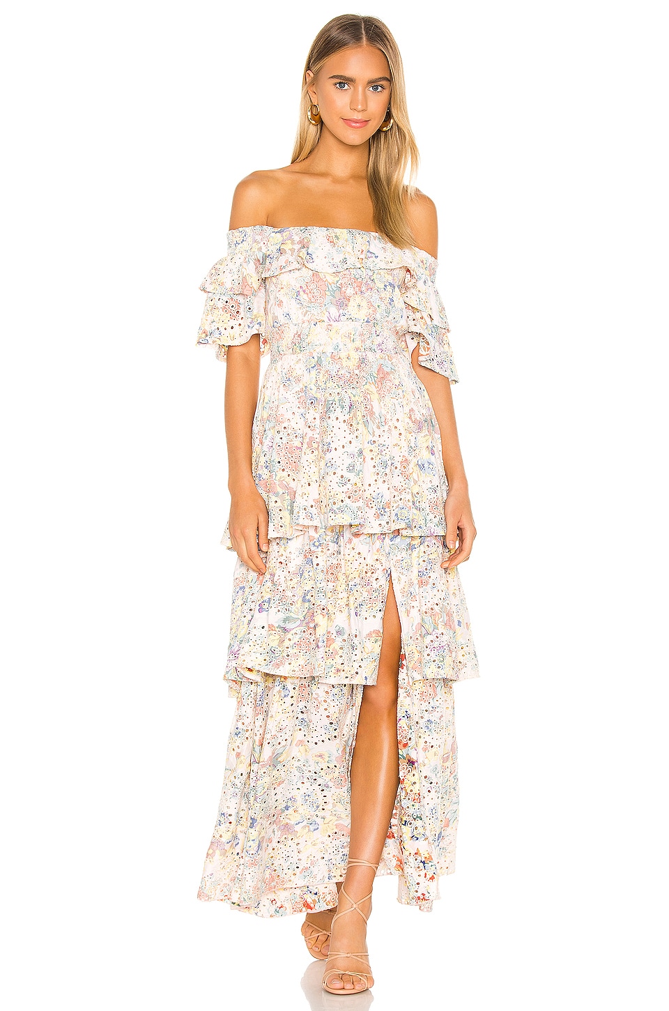 KENDALL + KYLIE Anglaise Maxi Ruffle Dress in Collage Floral | REVOLVE