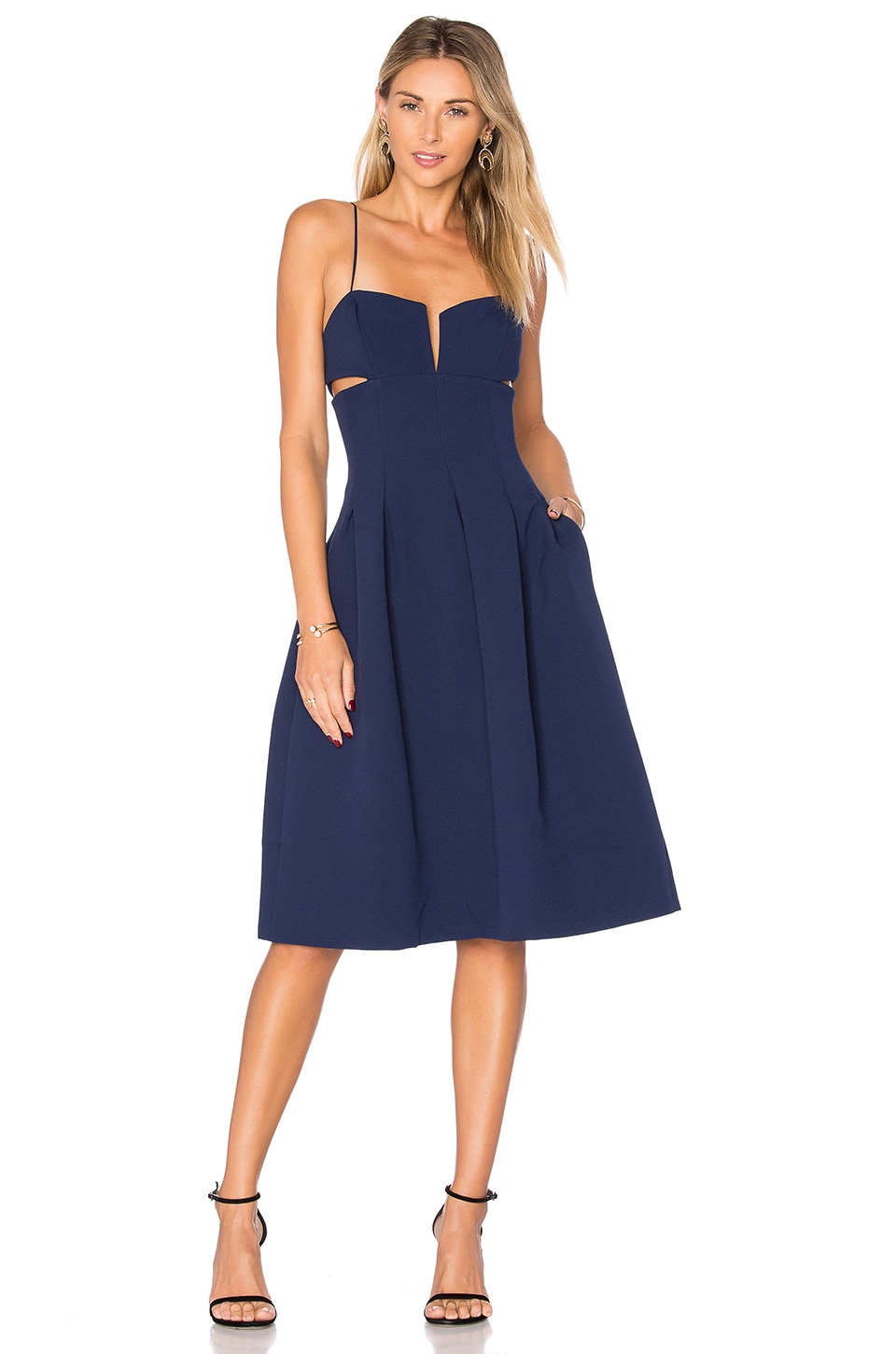 KENDALL + KYLIE Box Pleat Cami Dress in Midnight Navy